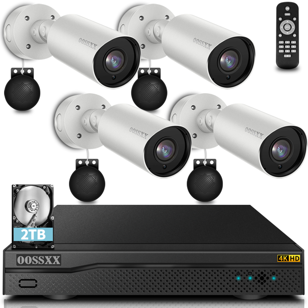 OOSSXX 4K POE Security Camera System, (4K/8.0MP & 2Way Audio) Cameras