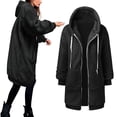 thumbnail image 4 of Plus Size Zip Up Hooded Jacket with Drawstring Pockets Cozy Warm Outerwear Pullover for Women, 4 of 7
