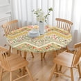 thumbnail image 3 of Pioneer Flower Floral Print Pattern Round Fitted Tablecloth with Elastic Edge,Dining Table Cover Waterproof,Outdoor Round Tablecloth for Camping,Dining,Indoor and Outdoor, 3 of 7