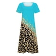 thumbnail image 3 of Gibobby Vestido casual de verano para mujer Mujer verano casual manga corta estampado floral cuello redondo vestido suelto Boho playa vestido largo(Azul celeste,CH), 3 of 5