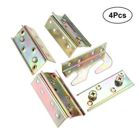 

4 Pcs Thicken Furniture Wood Bed Fitting Yellow Zinc Plated Snap Connectors Rail Bracket