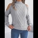 thumbnail image 5 of Suéteres de Mujer con Hombros Descubiertos, Otoño-Invierno 2025, Larga, Suave, Grueso, de Punto , Tops de Jersey. Gris S, 5 of 10