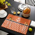 thumbnail image 3 of Orange Morocco Placemats Set of 4, Nautical Anchor Stripe Modern Geometric Placemats for Dining Table, Place Mats for Kitchen Tabletop, Waterproof Wipeable Dining Table Mats Set, 3 of 9