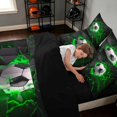 thumbnail image 4 of Manfei Football Sport Full Size Bedding Sets, Gradient Lightning Full Size Bed in a Bag, Royal Blue Crack Glow, Black Reversible 7pcs, 4 of 6
