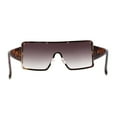 thumbnail image 4 of Luxury Large Shield Rectangle Exposed Lens Rimless Sunglasses Gold Tortoise Smoke, 4 of 4