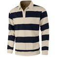 thumbnail image 7 of FchengtaiS Men's Striped Golf Shirts Long Sleeve 2-Button Turndown Collar T-Shirts Casual Business Spring Fall Outdoor Wear, 7 of 7