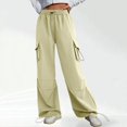 thumbnail image 2 of Gibobby Stretchy Cargo Pants for Women with Pockets High Waisted Baggy Wide Leg Y2K Lightweight Hiking Casual Streetwear(Khaki,XL), 2 of 8