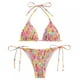 thumbnail image 1 of Conjunto de Bikini con estampado colorido para mujer, bañador con cuello Halter, diseño plisado, copas acolchadas inalámbricas, traje de baño para vadear, 1 of 5