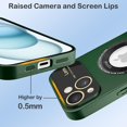 thumbnail image 6 of Magnetic for iPhone 15 Case Compatible with Magsafe [Glass Lens Camera Protector] Shockproof Hard PC Matte Back Protective Soft TPU Edge Phone Cases for iPhone 15 Dark Green, 6 of 14
