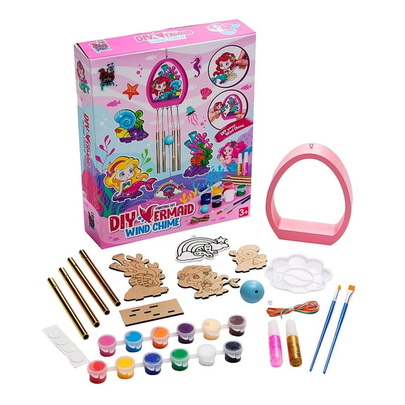 Fun Express 6 1/2" x 8 3/4" DIY Wood Mermaid Wind Chime Craft Kit - 20 Pieces