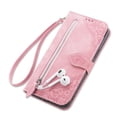 thumbnail image 3 of for iPhone X/XS Case for Women,Cute Wallet Case with Zipper Pocket Purse Flower Embossed PU Leather Card Slots Wrist Strap Flip Folio Protective Phone Cover for iPhone X/XS, Pink, 3 of 16