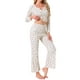 thumbnail image 4 of CONJUNTOS DE PIJAMA PARA MUJER INSPIRE CHIC ESTAMPADO DE CEREZAS CON VOLANTES ESCOTE EN V MANGA LARGA Y PANTALONES 2 PIEZAS ROPA DE DESCANSO XL ALBARICOQUE, 4 of 5