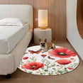 thumbnail image 3 of Round Area Rug 5ft,Watercolor Spring Red Poppy Flower Washable Carpet Non-Slip Runner Accent Rugs Indoor Floor Mat for Bedroom Living Room Decor,Botanical Plant Butterfly, 3 of 9