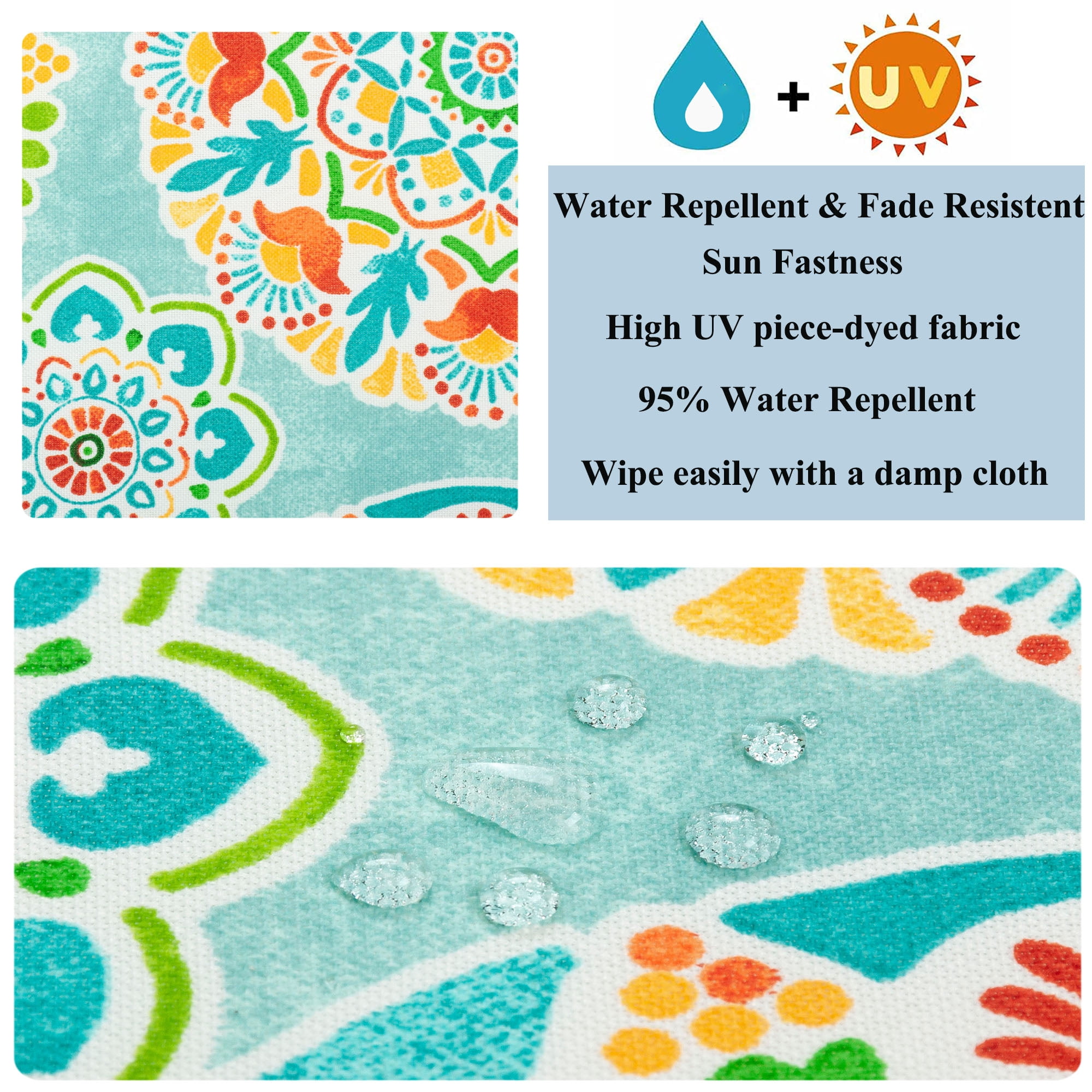 MAGPIE Indoor Outdoor 20" x 18"x 4" Chair Cushion Cover Replacement 2 Pack, NO Insert! Seat Cushion for Patio Garden Chair Sofa Bench Wicker(Cyan Circle)