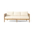 thumbnail image 2 of Christopher Knight Home Burchett Outdoor Acacia Wood and Round Wicker Sofa by, 2 of 5