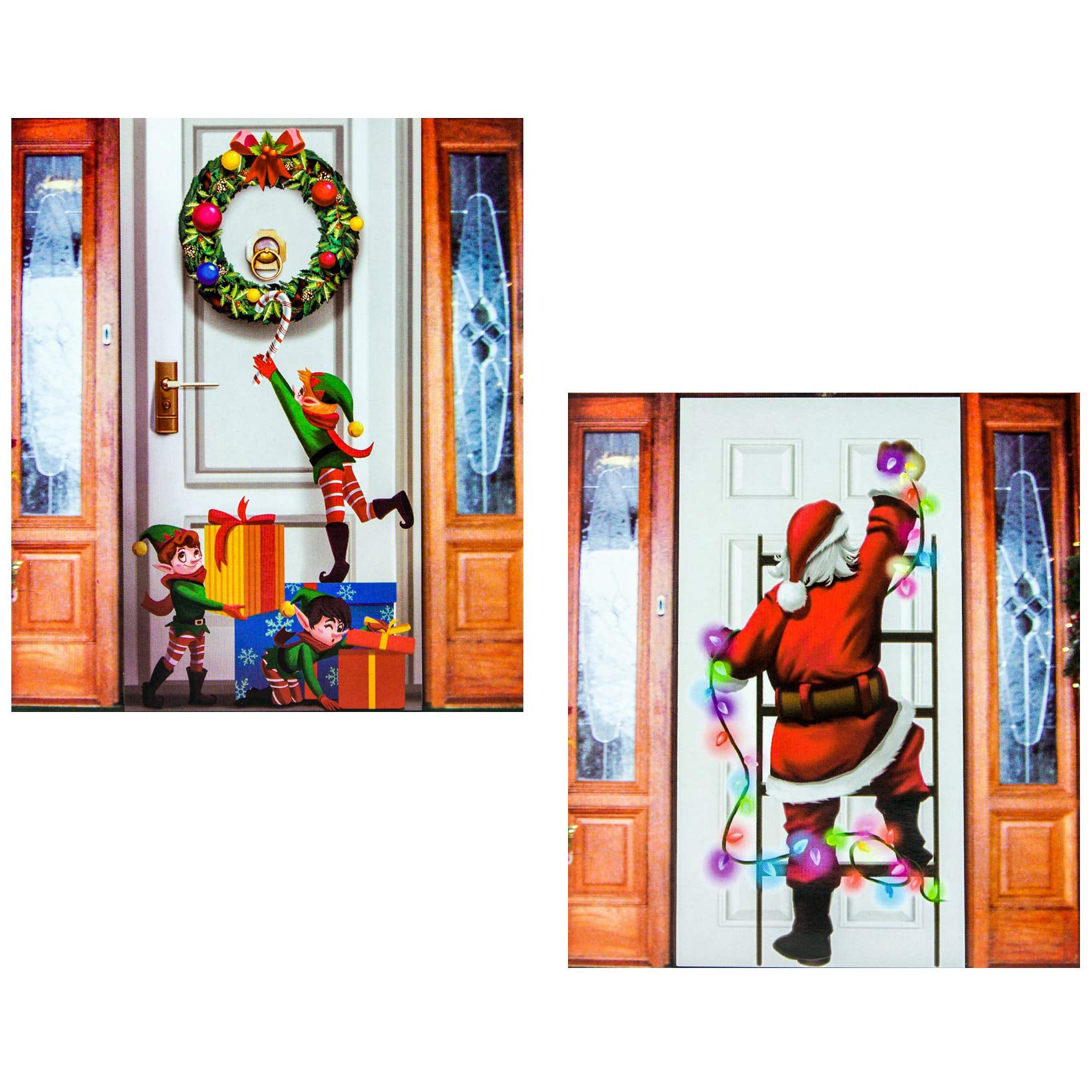CHRISTMAS SANTA CLAUS HANGING LIGHTS Door Cover Party Decorations Holiday Decor 