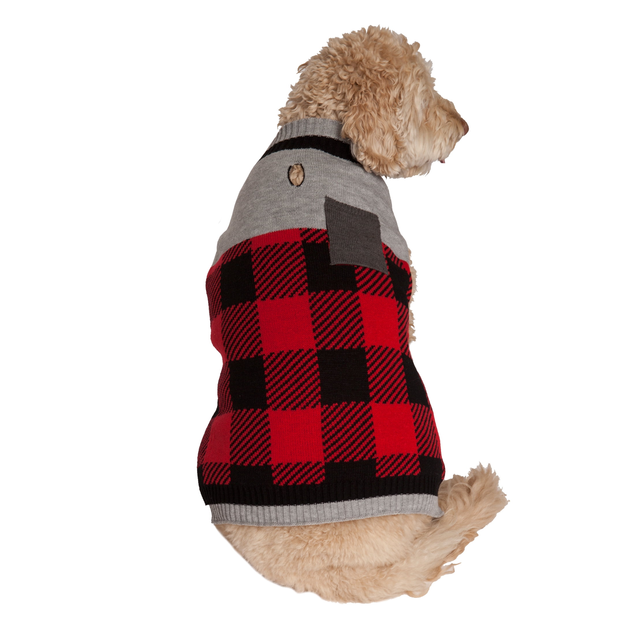 Vibrant Life Holiday Buffalo Check W Pckt Dog Sweater
