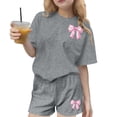 thumbnail image 1 of Robe d'Été avec Manches Manches Courtes Haut et Shorts Ensemble Deux Pièces pour Enfants Mignon Loisirs d'Été Col Rond, 1 of 8