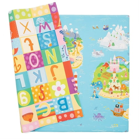 baby care play mat - playful collection (large, magical islands) - play mat for infants – non-toxic baby rug – cushioned baby mat waterproof playmat – reversible double-sided kindergarten mat
