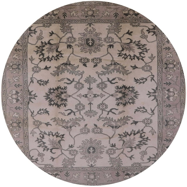 Ahgly Company Tapis d'Intérieur Rond Moderne Mi-Siècle Violet Puce Oriental, 7 Pieds Rond