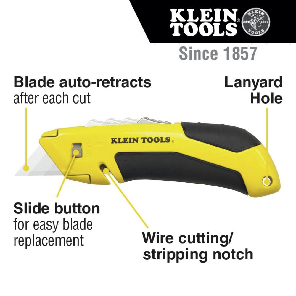 Klein Tools 44136 Self-Retracting Utility Knife - Yellow Handle