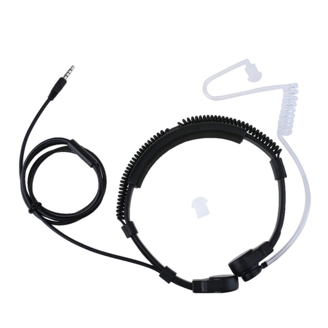 Cateissary Auricular de micrófono de garganta con enchufe de 3,5mm, tubo acústico transparente encubierto, auricular negro, de teléfonos inteligentes Teléfono y Comunicación