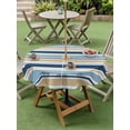 thumbnail image 5 of Outdoor Tablecloth with Umbrella Hole Zipper Blue Khaki Striped Round Tablecloth 60" Waterproof Outside Table Cloth Farmhouse Stripes Modern Abstract Art Patio Table Cover Tablecloths for Picnic, 5 of 8