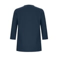 thumbnail image 3 of Wo-Fusoul Haut pour Femmes, Blouse Décontractée à Manches 3/4, Col Rond, Couleur Unie, Coupe Ample, Printemps Été, Vert Armée, 3 of 7
