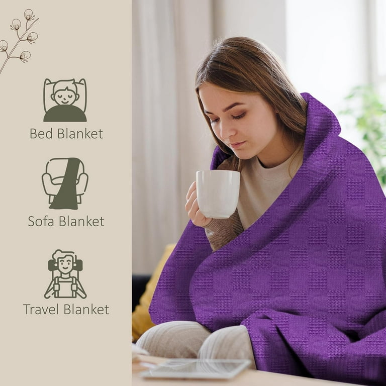 Oakias 100 Cotton Blanket King Plum 350 GSM 90 x 108 Inches Soft Thermal Blanket King Size Throw Blanket Lightweight Breathable Durable Summer Blanket for Bed Couches Living room Walmart