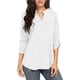 thumbnail image 1 of Qarigey Camisa de mujer con cuello en V Color sólido Top Verano Camisa V Casual Blusa suelta Prendas para la parte del cuerpo Blanco SG, 1 of 6