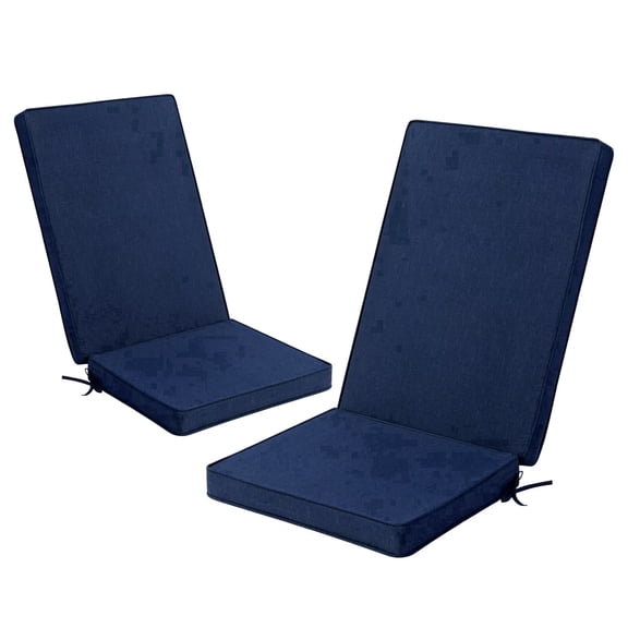 Ottowood Outdoor Adirondack Chair Cushions Set of 2 - Removable Covers, Water-Repellent, Fade-Resistant, Non-Slip Bottom & Securing Straps, Universal Fit for Most Chairs - Navy