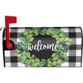 thumbnail image 2 of Welcome Box Wreath Buffalo Plaid Decor Mailbox Cover Spring Mailbox Covers Magnetic 21" X 18" Large Mailbox Wraps Post Letter Box Covers Garden Decorations Outdoor, 2 of 6