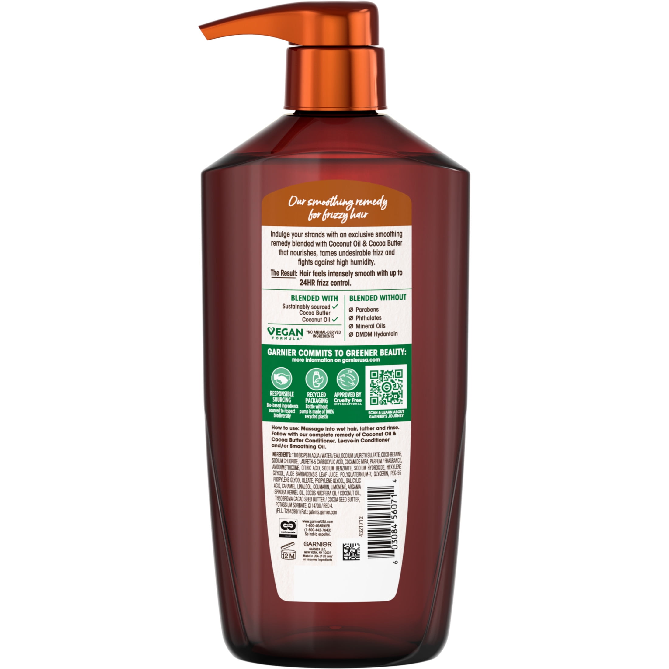 Garnier Whole Blends Frizz Control Shampoo, Coconut Oil Cocoa