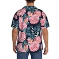 thumbnail image 3 of Pofeuu Rose Flowers Print Mens Casual Short Sleeve Shirts Beach Summer Spread Collar Pocket Tops Men's Casual Short-sleeved Shirt-3X-Large, 3 of 5