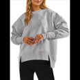 thumbnail image 1 of Sudadera Informal de Cuello Redondo para Mujer, -Otoño 2025, Larga, Abertura Lateral, Sudadera para Hacer Ejercicio. Gris L, 1 of 9