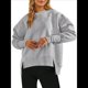 thumbnail image 1 of Sudadera Informal de Cuello Redondo para Mujer, -Otoño 2025, Larga, Abertura Lateral, Sudadera para Hacer Ejercicio. Gris L, 1 of 9