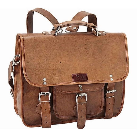 Sharo Mochila/Bronce/Bolso de Mensajero Ancho Tres en uno de Cuero Genuino