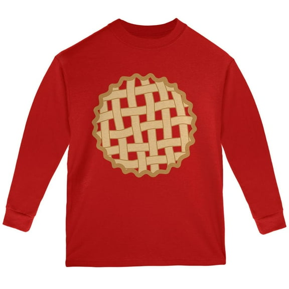 Halloween Lattice Pie Costume Strawberry Cherry Youth Long Sleeve T Shirt Red YXL