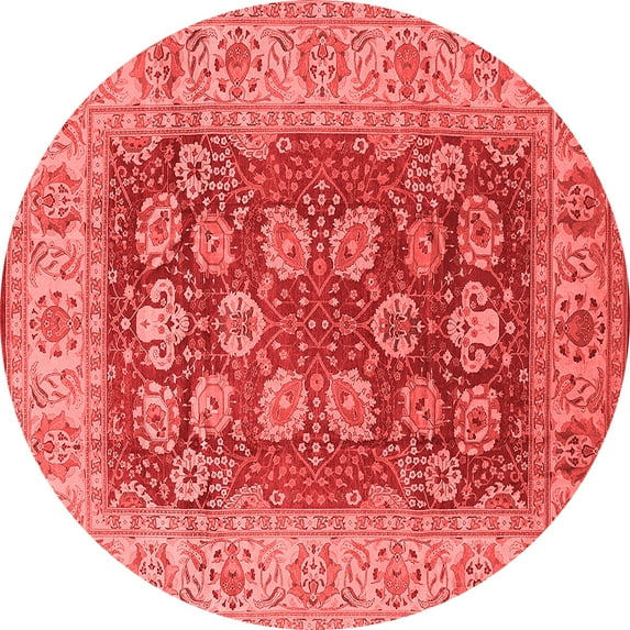 Ahgly Company Indoor Round Oriental Red Industrial Area Rugs, 7' Round