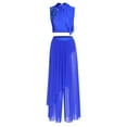 thumbnail image 2 of Sholeno Women's Lyrical Dance Outfits Mock Neck Sleeveless Crop Top with Wide Leg Pants Stage Wear Royal Blue S, 2 of 4