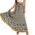 thumbnail image 4 of Skirts for Women Floral Print Maxi Skirts Summer Flowy Long Skirts High Waist (Orange L), 4 of 8