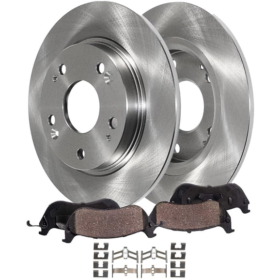 Detroit Axle - Rear Brake Kit for 2011-2015 Honda CR-Z 10.24" inch Disc Brake Rotors Ceramic Brakes Pads with Hardware 2012 2013 2014 Replacement