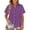 Purple, variant on Women's Fashion Solid Button Shirt Female V-Neck Loose T-shirt Blouse