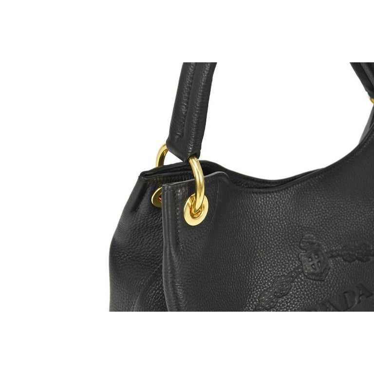Prada Vitello Phenix Logo Leather Top Handle Bag on SALE