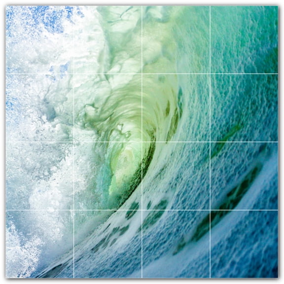 Picture-Tiles.com: Waves Ceramic Tile Wall Mural WAL501172-44S. 17"W x 17"H using (16) 4.25" x 4.25" Ceramic Tiles-Satin Finish