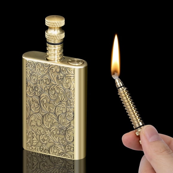 Vintage Lighter Permanent Match, Cool Lighter Fluid Refillable, Brass Trench Lighters, Creative Auto Fire Starter, EDC Reusable Infinite Ma