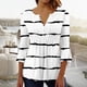 thumbnail image 1 of ICHUANYI ClearanceWomen‘s Summer Sexy Fold Printed Regular Women 3/4 Sleeves V Neck Button Tops Blouse(White, M) ICHUANYI WER20232080505164, 1 of 5
