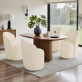 thumbnail image 5 of UIXE Faux Leather Swivel Barrel Accent Chair, Upholstered Kitchen Dining Room Chair, Makeup Vanity Side Chair for Bedroom Living Room - Cream, 5 of 6