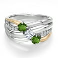 thumbnail image 3 of Gem Stone King 925 Silver and 10K Yellow Gold Green Tourmaline and Moissanite and Lab Grown Diamond Engagement Ring for Women | 0.88 Cttw | October Birthstone | Size 7, 3 of 6