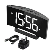 Alarm Clock, Bedroom Clock with 6-Level Brightness, 3 Alarm Sounds, Adjustable Volume, Easy Digital Alarm Clock for Kids and Adults, White